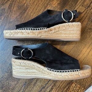rag & bone Calla Black Suede Espadrille Wedge Sandal